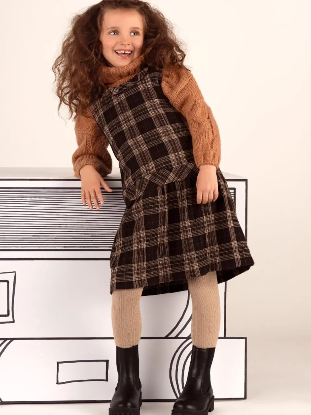 Little Stocking Co. Warm Thick Cable Knit Oat Beige Tights 7-8 Years Like New